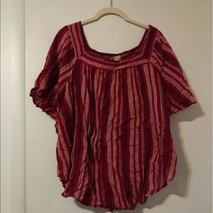 Red, striped, square neck top